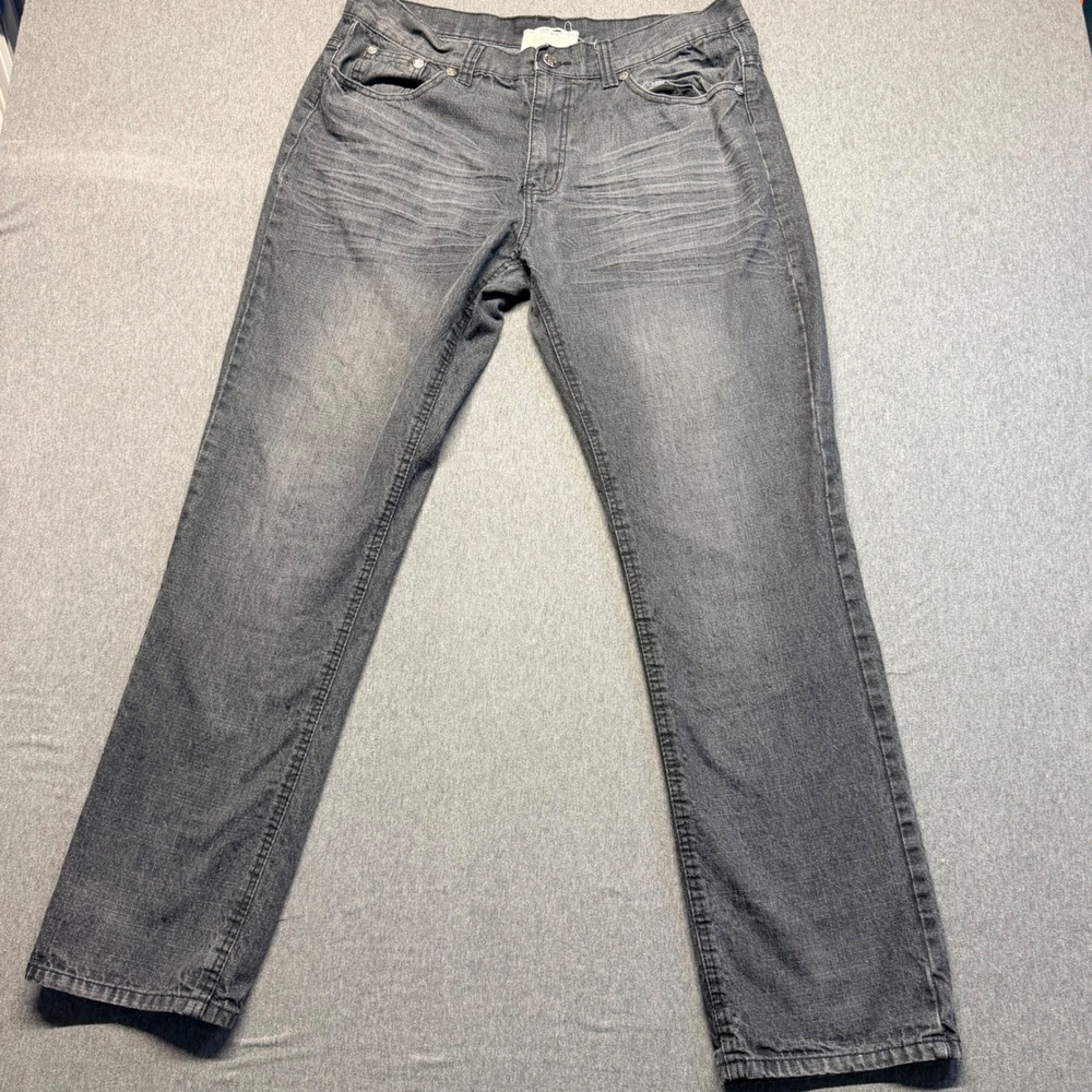 Brooklyn Xpress Mens Gray Faded Straight Leg Jeans Size 34x32